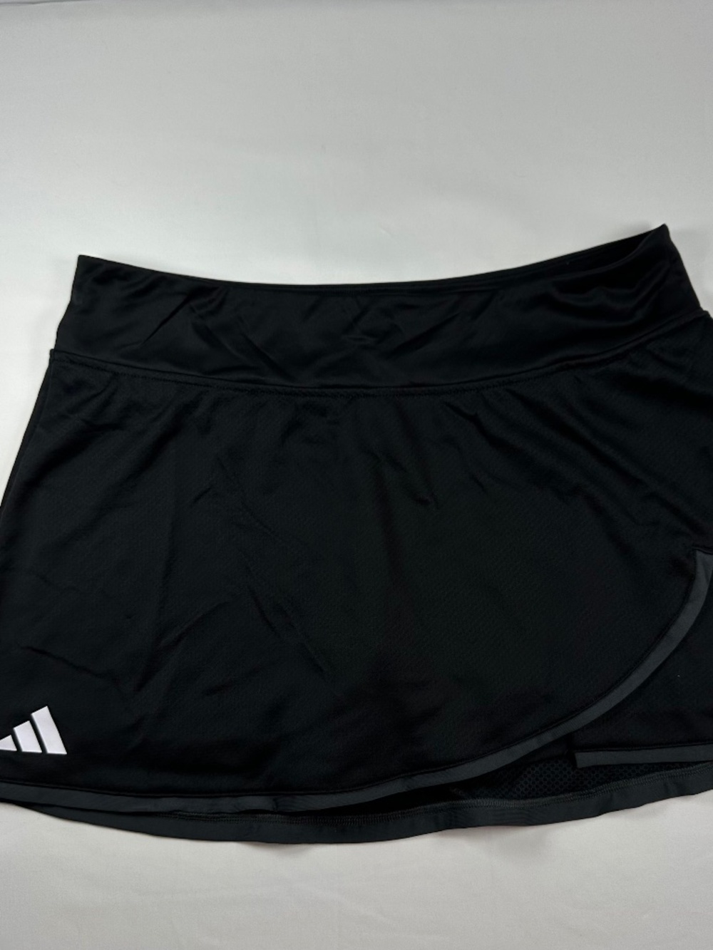 Adidas Women's Club Tennis Skirt/Skort Black Mock Wrap Front Split Hem Size XL